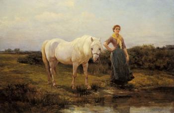 Heywood Hardy : Noonday taking a Horse to Water